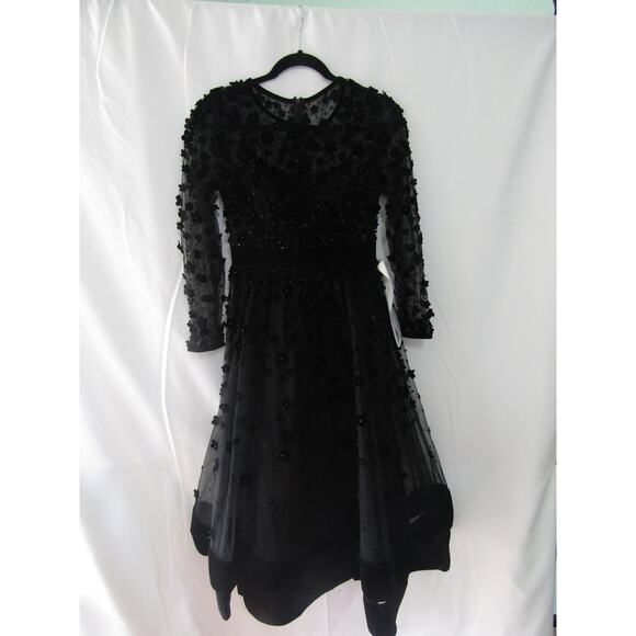 MacDouggal Black Dress sz 2 Fairy Dark Romantic Goth Old Money Party Whimsical - Picture 1 of 8
